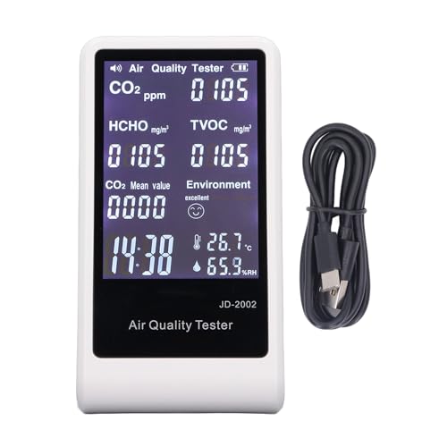 Air Quality Monitor 7 in 1 CO2 TVOC HCHO Temperature Humidity Detector Air Quality Tester with Automatic Alarm for Home Indoor
