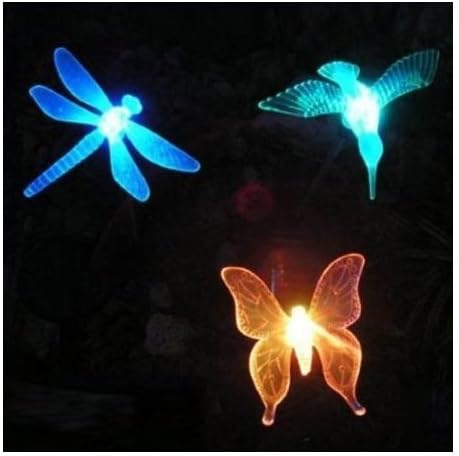 E-Joy(TM) Hummingbird, Butterfly & Dragonfly Solar Garden Stake Lights, 3 in a Set