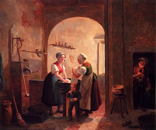 Toile Lavandières Constantin Fidele Coene œuvre d'art 60x90