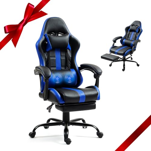 ECOTOUGE Gaming Massage Chair with Footrest & Lumbar Support