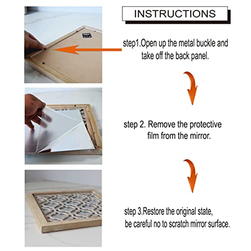 Yudarte 2Pcs Set Square Moroccan Cutout Wall Mirror Decor - Farmhouse Rustic Decorative Mirrors For Bedroom Bathroom Living Room Kitchen Entryway 12X12 Inches #TOP6