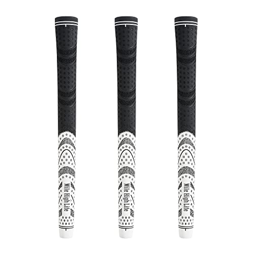 Mile High Life Avid - Manopole per mazze da golf, set da 3, 13 pezzi, impugnature da golf in gomma multicomposta, jumbo standard di medie dimensioni (3 confezioni bianco, standard)