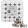 YUVA Tea Light Candles Long Burning Unscented White Wax Candle for Dining and Restuarant (50, 8 Hours 50 Pack)