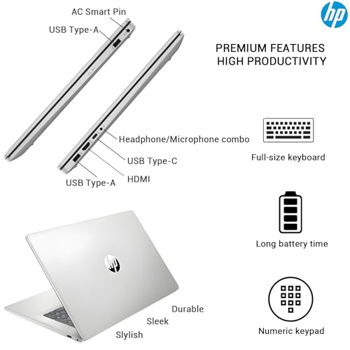 Image of HP 17 Inch Laptop Computer, 17.3 IPS FHD Business Laptop PC, AMD Ryzen 5 (6-Cores), 16GB RAM 1TB SSD, Windows 11 Pro, 10-Key Number Pad, WiFi 6, HDMI, USB-C