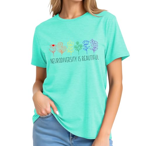 Image of Autism Teach Shirts Women Autism Awareness T Shirt Autism Support Tee Tops Autism Teacher Short Sleeve Shirt