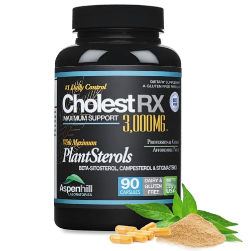 aspenhill laboratories Triple Strength PhytoSterol Complex - CholestRX - Beta-Sitosterol - 3,000mg for Maximum Support, Gluten Free, 90 Count - Packaging May Vary