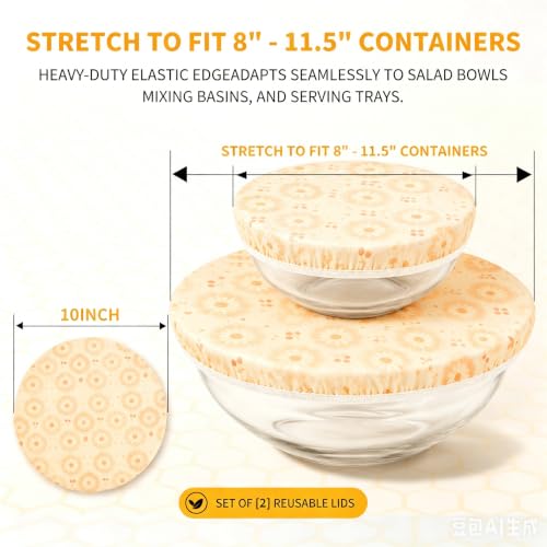 Beeswax Bowl Covers for Sourdough Proofing, 2 Pack Reusable Covers - image 2