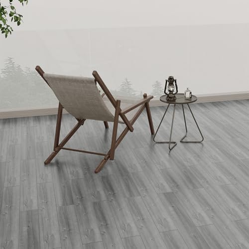 Vinylboden Selbstklebend PVC Bodenbelag Selbstklebende Fliesen Vinyl Holzoptik Bodenaufkleber Wasserdicht Verschleißfest für Küche Wohnzimmer Badezimmer Grau Holz 15X90cm 10pcs