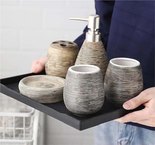 Juego de accesorios de baño de cerámica con dispensador de jabón y vaso para hogar 6
