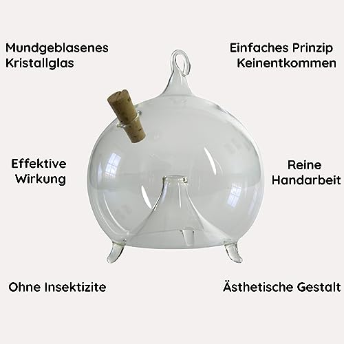Fliegenfalle zum Stellen und Hängen d 8 cm mundgeblasen handgeformt Lauschaer Glas das Original