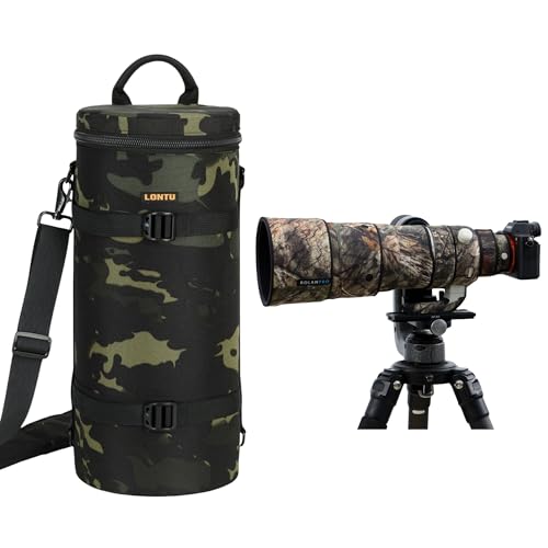 LONTU �J���������Y�o�b�O �h�� �h�� �ϖ��� Sony FE 100-400mm F4.5 GM OSS�Ή� �P��/����/��񂰑��p�r �N�b�V�����t���Ռ��z�� �]�������Y�P�[�X ROLANPRO �����Y�J�o�[(Shadow Camo + Low-Vi