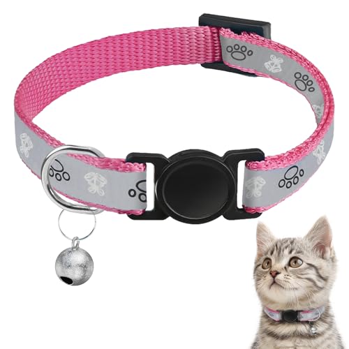Cat Collar Breakaway, Reflective Kitten Collar with Bell, Safety Buckle Kitten Collar, Lightweight, Adjustable, Comfortable, Suitable for Boy Girl Cats (7"-13") Black