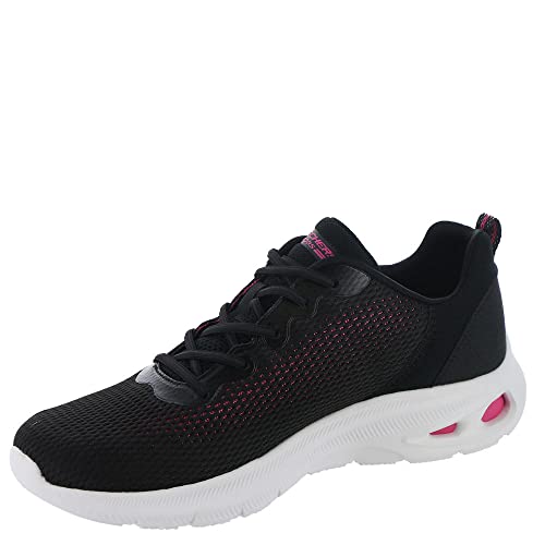 Skechers Women's Sneaker, Black and Hot Pink Mesh, 5