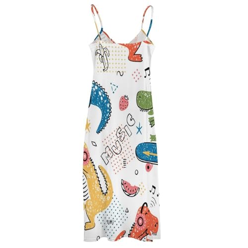 Robe longue dinosaure sur skateboard sans manches d'été - 4