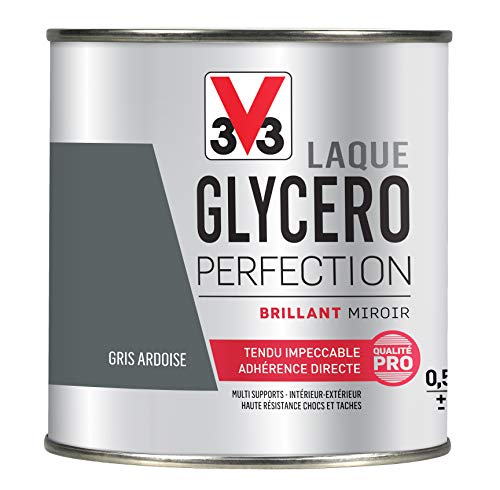 V33 Peinture multi-supports monocouche Laque Glycéro brillant, Gris ardoise 0,5L