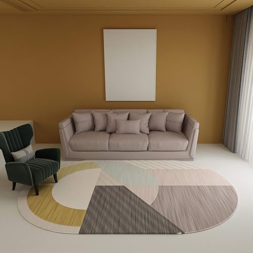 Tapis ovale salon moderne géométrique 120x180 cm