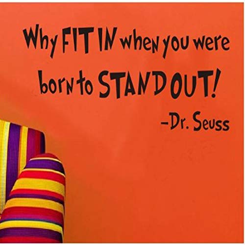 Amaonm Removable Vinyl Quotes Dr. Seuss Why Fit In When You Were Born To Stand Wall Decals Home Art Decor Sayings Words Lettering Wall Stickers Murals For Nursery Room Kids Room Bedroom Classroom #TOP2