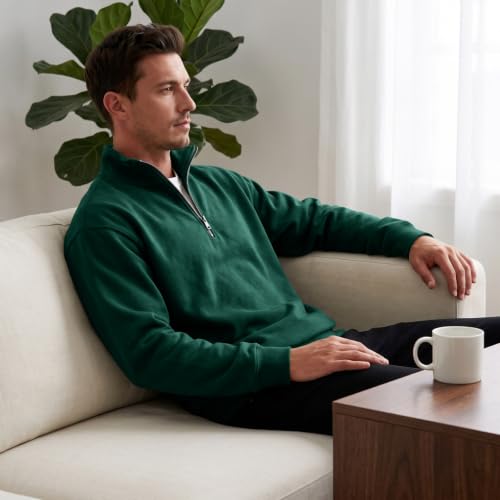 Fleece Sweatshirt Men Quarter Zip Fleece Lined 1/4 Zip Pullover Sweat Shirt - image 3