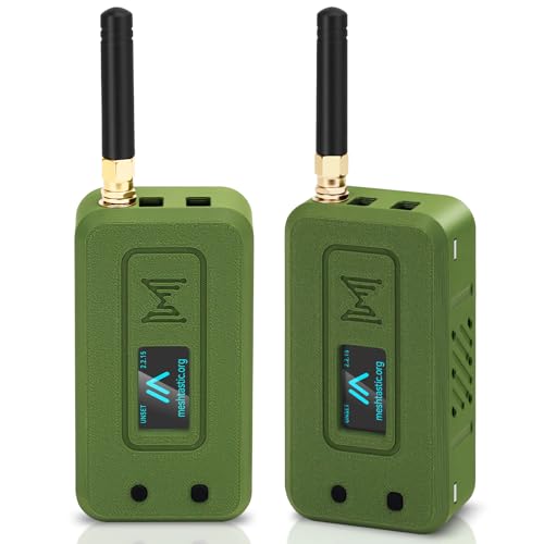 Meshnology 2 Set ESP32 LoRa V4 Dev Board Kit +L76 GNSS Module +3000mAh Battery +Green Case ESP32-S3 SX1262 LoRa WiFi Bluetooth 2MB PSRAM 16MB Flash 915MHz Antenna Display Support GPS Solar Meshtastic