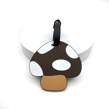 Silicone Luggage Tags Cute Mushroom Travel Suitcase Tag Funny Personalized Labels Identification Labels ID Tag Name Tags for Travel Accessories Brown