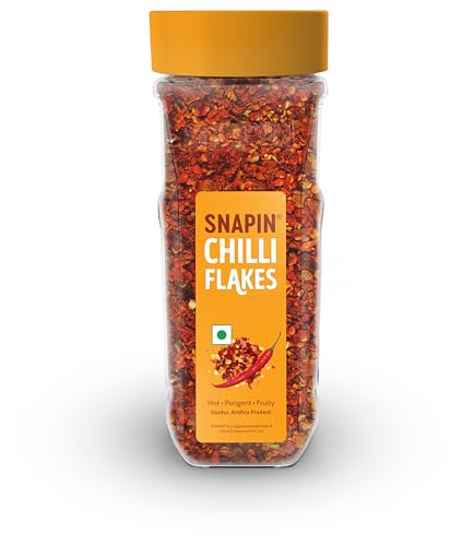 Image of SNAPIN Chilli Flakes 95 gm I Red Chilli Flakes I Bold & Spicy Crushed Red Chillies | All-Purpose Cooking & Garnishing | Crushed Chillies for Pizza, Pasta & Snacks | Spicy All-Purpose Garnish