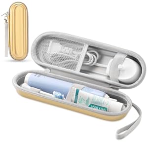 TYSORETY Toothbrush Travel Case for Oral B/Oral-B Pro 1000 1500 5000 7000 and Philips Sonicare 4100 1100 5300 5100 6100/ iO Series Electric Toothbrush, Hard Protective Storage Cases (Bright Gold)