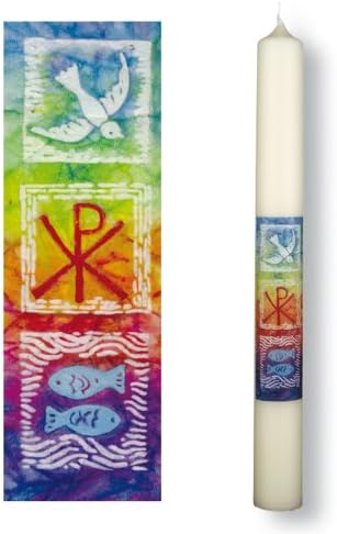 Baptism Candle with Symbols BLN75 W-A Retractable Design Delivered in Gift Box/400 x 40 mm