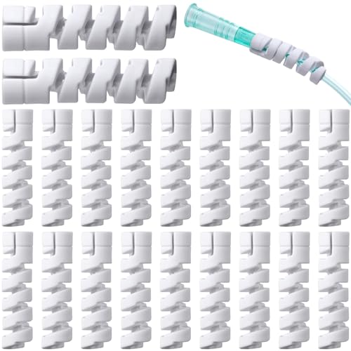 Winsyison 20pcs Oxygen Tubing Support Crimp Straighteners, Cannula Straightener Accessories for Oxygen Concentrator, Retractable Reels Support Supplies for Nasal Cannula Hose Tubing- White