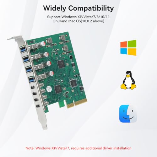Image of ELUTENG PCIE USB 3.1 Expansion Card 8 Ports 20Gbps Bandwidth PCI Express USB Cards with ASM3142 & VL820 Chipset PCI-E Hub Controller Adapter 4 USB-A & 4 USB-C for Windows 11 /10 /8 /7 /XP /Vista