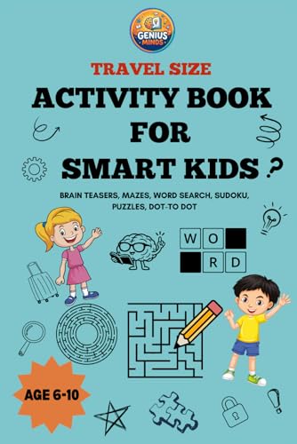 Travel Activity Book for Smart Kids Ages 6–10: travel size activity book with on-the-go Puzzles, Brain Teasers, Word Search, Sudoku, Coloring & ... (On-the-Go Travel Activity Books for Kids) image 2