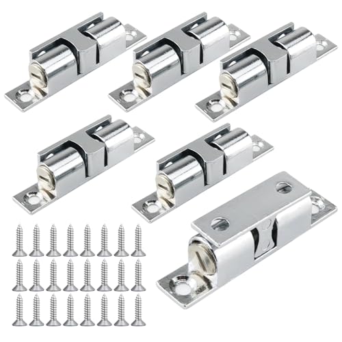 Yqhugbc 6 Stück Kugelschnäpper, Doppelkugelschnäpper, Türschnapper, Verstellbaren Doppelkugelschnäpper, Türschnapper mit Schrauben, für Möbel, Schränke, Kleiderschränke, Schubladen