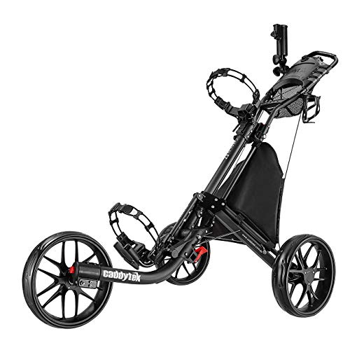 CaddyTek EZ-Fold 3 Wheel Golf Push Cart, Dark Grey