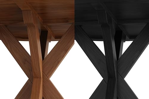 Image of Solid Wood Round Dining Table for 4-6, Wooden Intersecting Pedestal Base, Rustic Round Dining Room Table for Home Dining Room, Kitchen, Living Room
