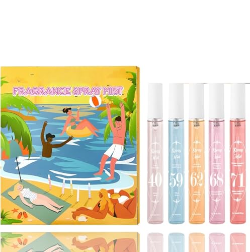 Parfüm Bodyspray Damen set, 5 set 10ml Fruchtiges Body Mist, Long Lasting Fragrance Spray, Hair and Body Fragrance Mist, Parfum Damen Set, Geschenkset für Damens, Befeuchtet die Haut Aerosol