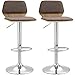 HOMCOM Lot de 2 tabourets de Bar Design Contemporain Hauteur d'assise réglable pivotant 360° revêtement Assise Dossier Polyester Taupe Structure Aspect Bois Clair