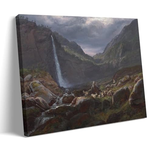 Cascade Feige Art Mural Romantique : Créez une Évasion Norvégienne Moderne dans Votre Salon