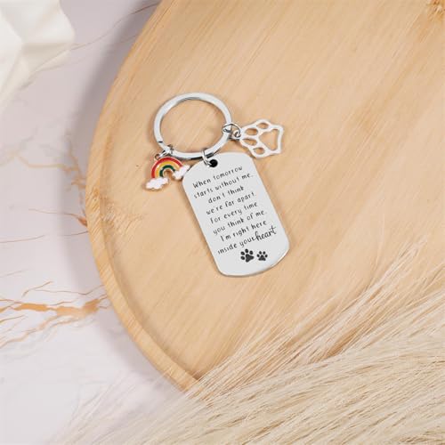 XIHIRCD Gedenk-Schlüsselanhänger für Hunde Bei Verlust Eines Hundes, Gedenkgeschenk für Haustiere mit Pfote und Regenbogenbrücke für Hunde und Katzen