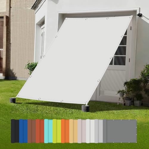Balkonschirm, Balkon sichtschutz wetterfest, für Gewächshaus Pflanzen Terrasse HüHnerstall Schwimmbäder, Wind- und 95% UV-Schutz, 100% Polyester, Weiß, 1x2.8m