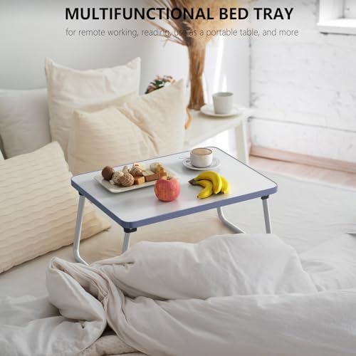 Image of Foldable Lap Desk, Laptop Stand Bed Table Tray for Couch | Portable Breakfast Serving Tray, Lightweight Mini Lap Table, Works Great as Tablet Desk for Working, Reading & Writing, White