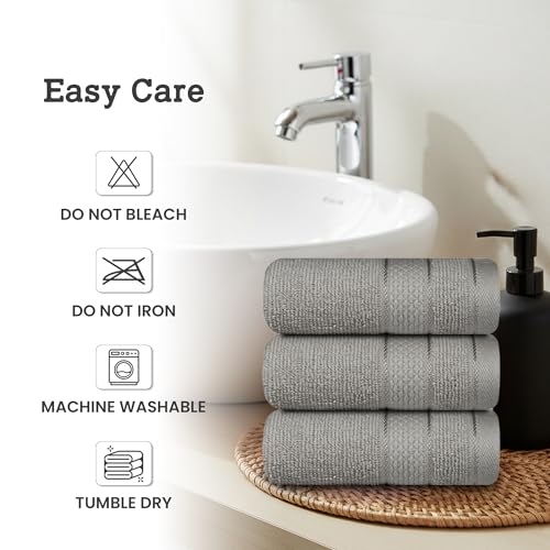 Image of Casa Lino Face Towels & Body Wash Cloths for Showering - 100% Cotton Wash Cloths for Bathroom - Highly Absorbent & Quick Drying Washcloth Set - Cotton Washcloths 24 Pack (12 inch x 12 inch) - (Silver Grey)