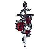 ZEGINs The Snake and Flower Sword Patch Embroidered Applique Badge Iron On Sew On Emblem