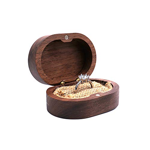 molchagar Wedding Ring Box, Wood Ring box for Proposal, Rustic Mr & Mrs Carve Engagement Ring Holder Gift for Wedding Ceremony - Thumbnail 7