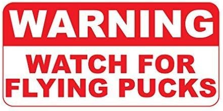 Warning Watch For Flying Pucks Retro Vintage Style Metal Sign - 8 In X 12 In