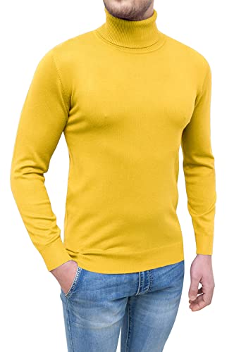 Evoga Jersey de cuello alto para hombre, de invierno, amarillo, jersey de cuello alto, amarillo, M Cover