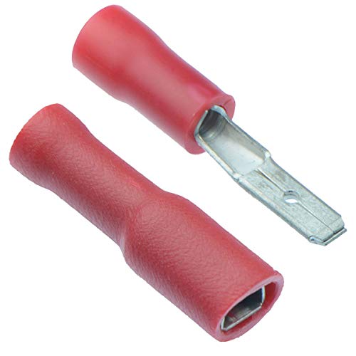 50 x PAIRS Red 2.8mm Male + Female Fully Insulated Crimp Spade Connector 16-22 AWG Wire Cable Electrical