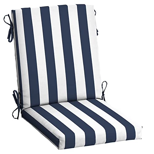 ARDEN Outdoor Dining Chair Cushion, 20 in x 20 in, Weather-Proof, Rain-Proof, Fade Resistant Patio Cushion for Patio, Dining, or Rocking Chairs 20 x 20, Sapphire Blue Cabana Stripe