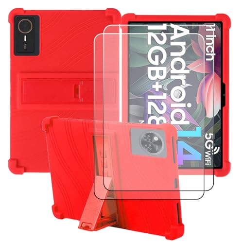Funda para Tablet QDDQ TB02 10.1 pulgadas roja de TPU flexible para evitar roturas de pantallas