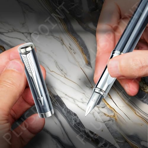 Image of PLUSPOINT Fountain Pen for Students | Iridium Tip Nib Refillable Fountain Pen with 2 Ink Refills | Office Stationery Gift for Kids | Perfect for Office and School Use (Phantom), Blue