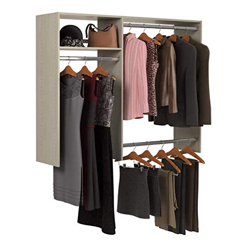 Easy Track Hanging Closet Kit Wardrobe Storage Clothing Organizer Rod Rack System For Bedroom, Weathered Grey #TOP1