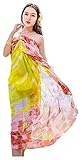 86G Señoras De Las Mujeres con Estilo Ligero Patrón Cuadrado 190Cm X 150Cm Sensación De Seda Pareo Sarong Wrap Beachwear Bikini Cover Up Soft